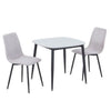 Sintered Stone Dining Table in High Gloss White Square With 2 Straight Stitch Chairs - Aspen