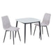 Sintered Stone Dining Table in High Gloss White Square With 2 Straight Stitch Chairs - Aspen