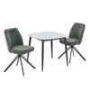 Sintered Stone Dining Table in High Gloss White Square With 2 Swivel Chairs - Aspen