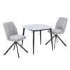Sintered Stone Dining Table in High Gloss White Square With 2 Swivel Chairs - Aspen