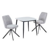 Sintered Stone Dining Table in High Gloss White Square With 2 Swivel Chairs - Aspen