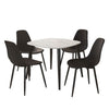 Sintered Stone Dining Table in High Gloss White Square With 4 Curve Chairs - Aspen
