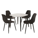 Sintered Stone Dining Table in High Gloss White Square With 4 Curve Chairs - Aspen