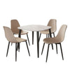 Sintered Stone Dining Table in High Gloss White Square With 4 Curve Chairs - Aspen