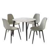 Sintered Stone Dining Table in High Gloss White Square With 4 Curve Chairs - Aspen