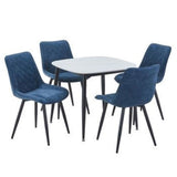 Sintered Stone Dining Table in High Gloss White Square With 4 Diamond Stitch Chairs - Aspen