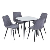 Sintered Stone Dining Table in High Gloss White Square With 4 Diamond Stitch Chairs - Aspen