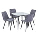 Sintered Stone Dining Table in High Gloss White Square With 4 Diamond Stitch Chairs - Aspen