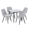 Sintered Stone Dining Table in High Gloss White Square With 4 Diamond Stitch Chairs - Aspen