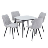 Sintered Stone Dining Table in High Gloss White Square With 4 Diamond Stitch Chairs - Aspen