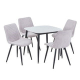 Sintered Stone Dining Table in High Gloss White Square With 4 Diamond Stitch Chairs - Aspen