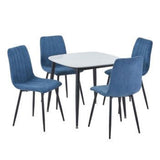 Sintered Stone Dining Table in High Gloss White Square With 4 Straight Stitch Chairs - Aspen