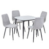 Sintered Stone Dining Table in High Gloss White Square With 4 Straight Stitch Chairs - Aspen