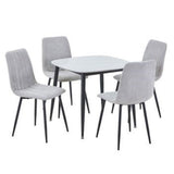 Sintered Stone Dining Table in High Gloss White Square With 4 Straight Stitch Chairs - Aspen