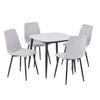 Sintered Stone Dining Table in High Gloss White Square With 4 Straight Stitch Chairs - Aspen