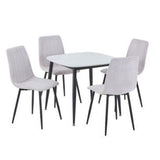 Sintered Stone Dining Table in High Gloss White Square With 4 Straight Stitch Chairs - Aspen