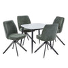 Sintered Stone Dining Table in High Gloss White Square With 4 Swivel Chairs - Aspen