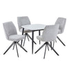 Sintered Stone Dining Table in High Gloss White Square With 4 Swivel Chairs - Aspen