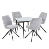 Sintered Stone Dining Table in High Gloss White Square With 4 Swivel Chairs - Aspen