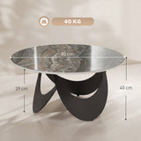 Sintered Stone Top Coffee Table Round With Adjustable Foot Pads - Velmora
