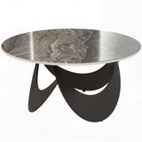 Sintered Stone Top Coffee Table Round With Adjustable Foot Pads - Velmora