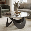 Sintered Stone Top Coffee Table Round With Adjustable Foot Pads - Velmora