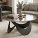 Sintered Stone Top Coffee Table Round With Adjustable Foot Pads - Velmora