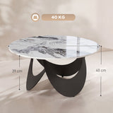 Sintered Stone Top Coffee Table Round With Adjustable Foot Pads - Velmora