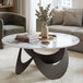 Sintered Stone Top Coffee Table Round With Adjustable Foot Pads - Velmora