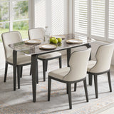 Sintered Stone Top Modern Kitchen Dining Table Rectangular for 4 People - Velmora