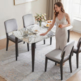 Sintered Stone Top Modern Kitchen Dining Table Rectangular for 4 People - Velmora