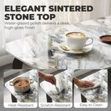 Sintered Stone Top Modern Kitchen Dining Table Rectangular for 4 People - Velmora