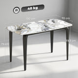 Sintered Stone Top Modern Kitchen Dining Table Rectangular for 4 People - Velmora