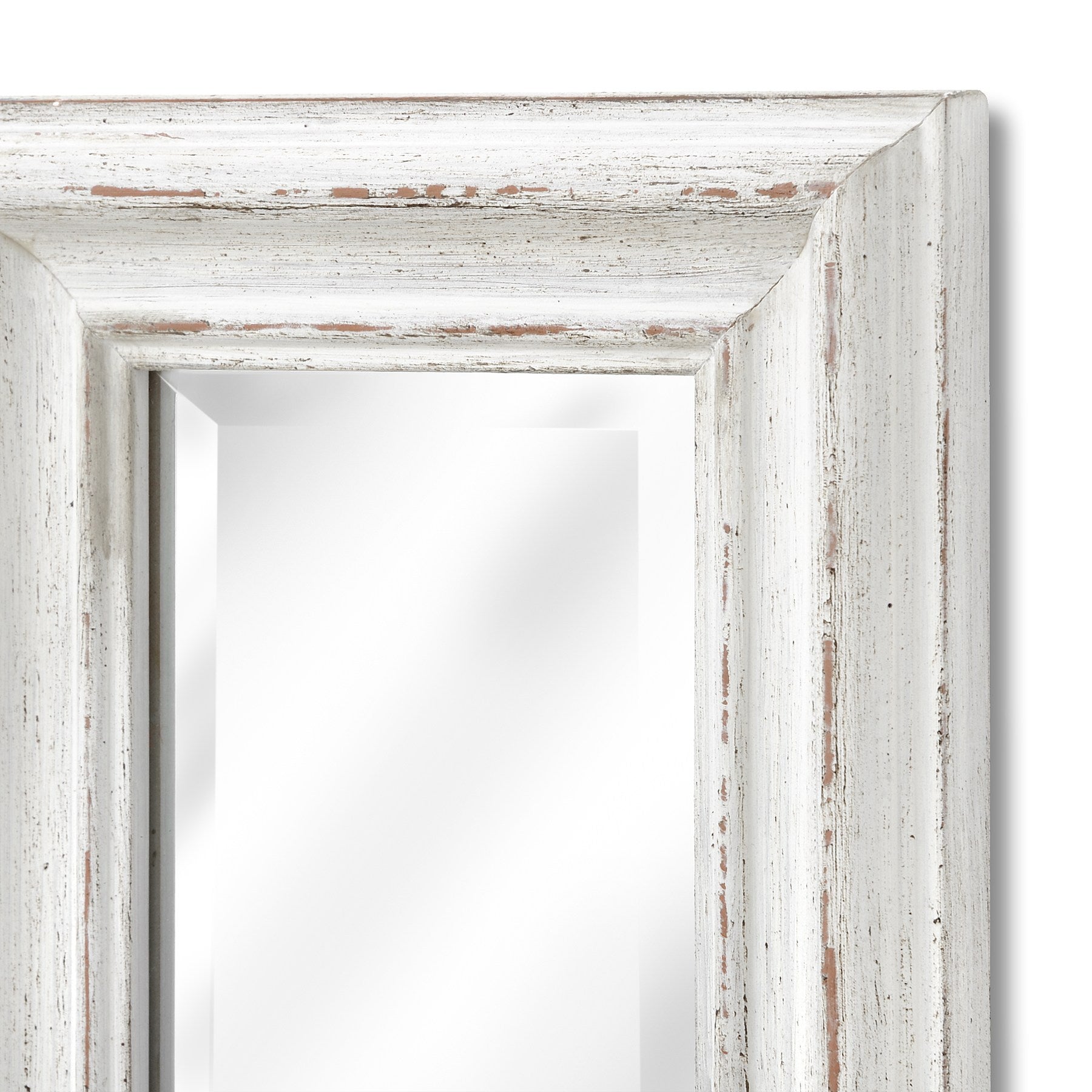 Small Space Wall Mirror Narrow In Antique White Wooden Frame - Bradford