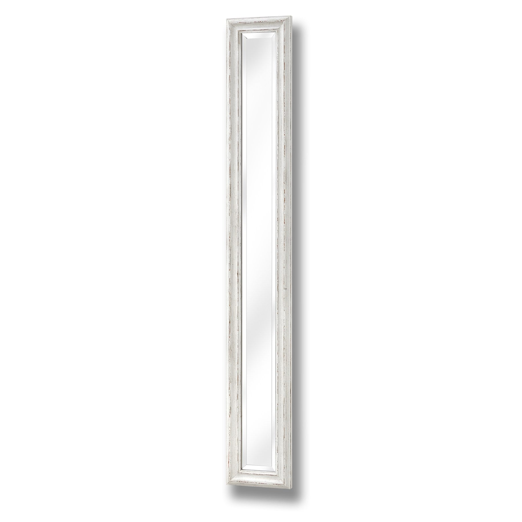 Small Space Wall Mirror Narrow In Antique White Wooden Frame - Bradford