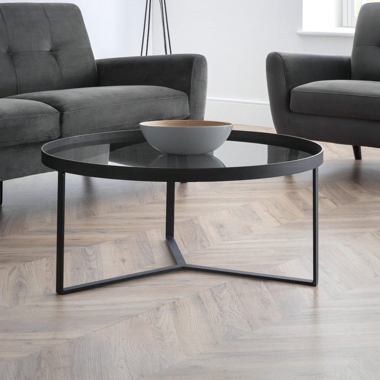 Smoked Glass Coffee Table Round - Loft