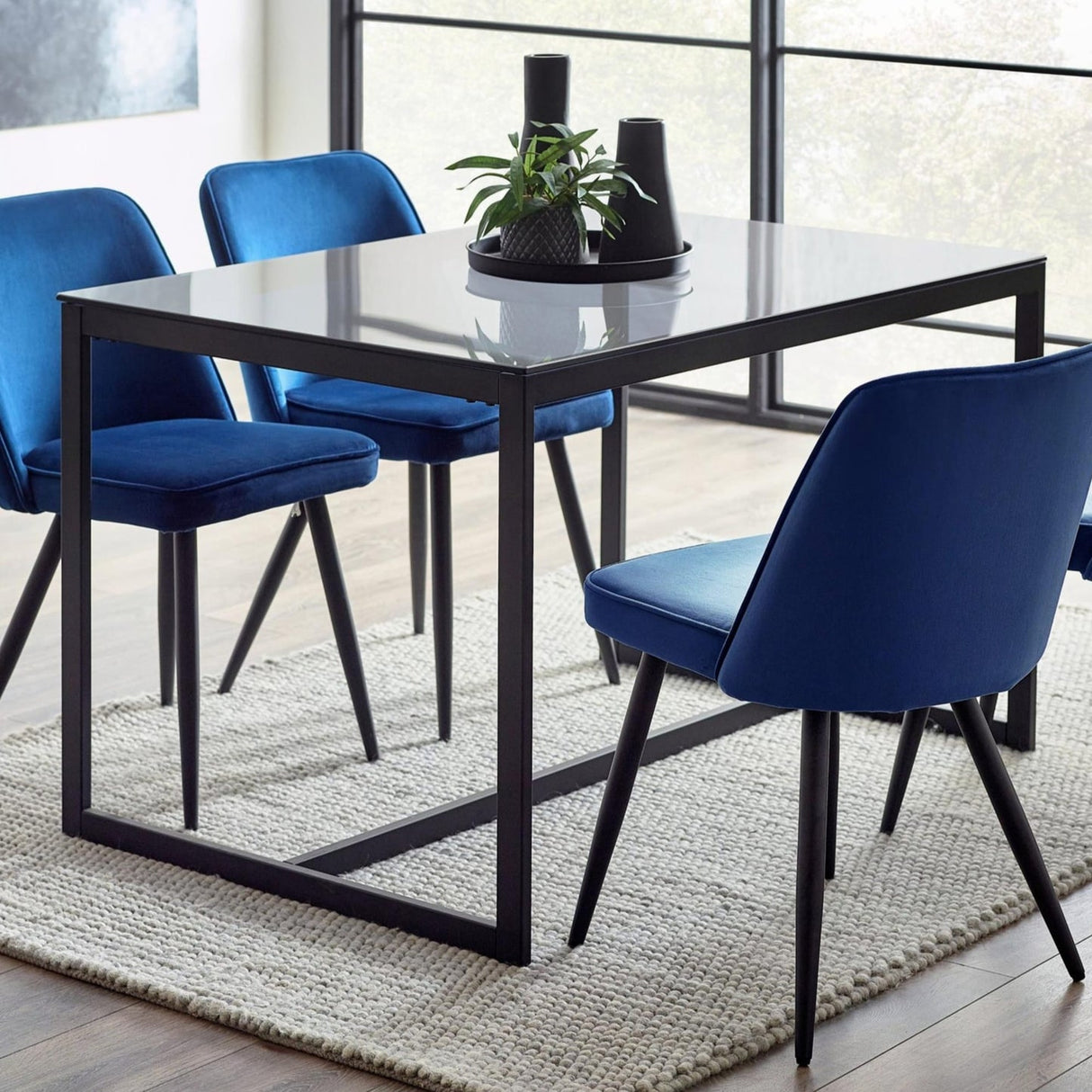 Smoked Glass Dining Table for 4 People - Chicago