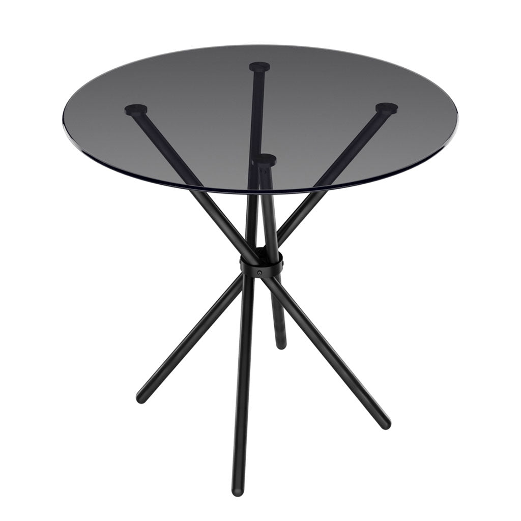 Smoked Glass Dining Table for 4 People Round - Casa