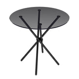 Smoked Glass Dining Table for 4 People Round - Casa