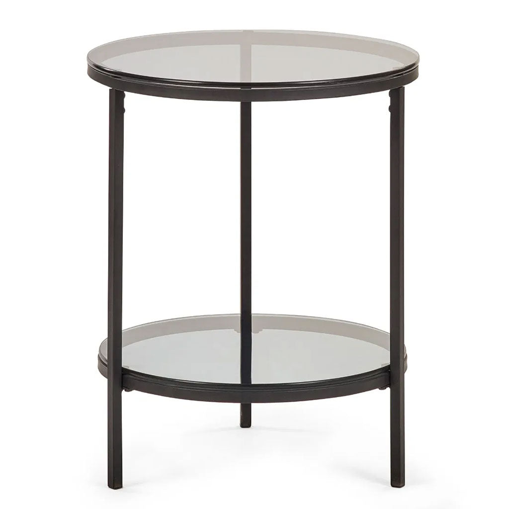 Smoked Glass Lamp Table Round - Chicago