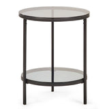 Smoked Glass Lamp Table Round - Chicago