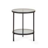 Smoked Glass Lamp Table Round - Chicago