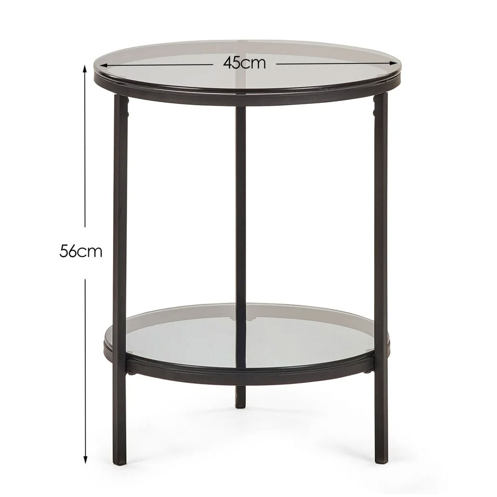 Smoked Glass Lamp Table Round - Chicago