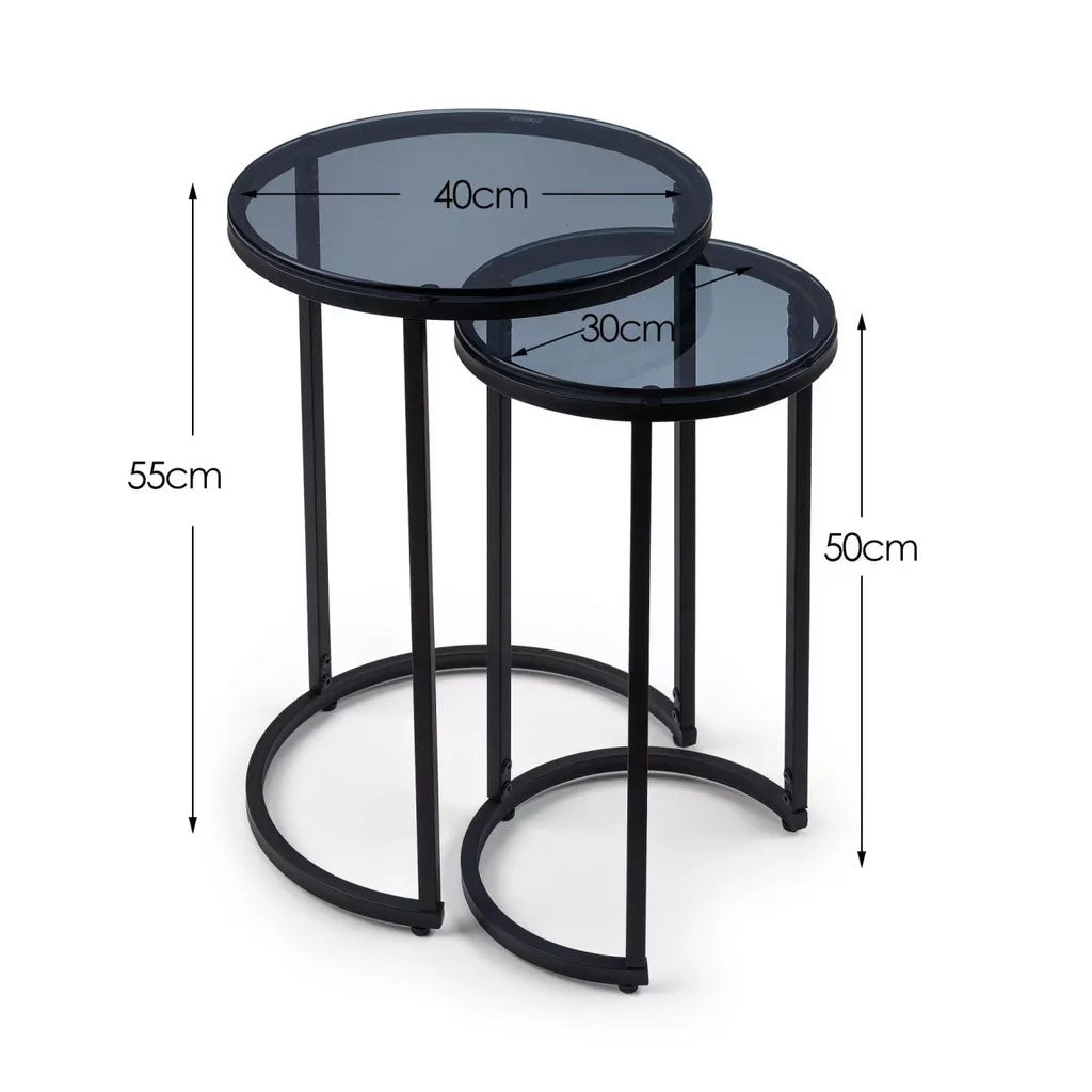 Smoked Glass Nest Of 2 Tables - Chicago