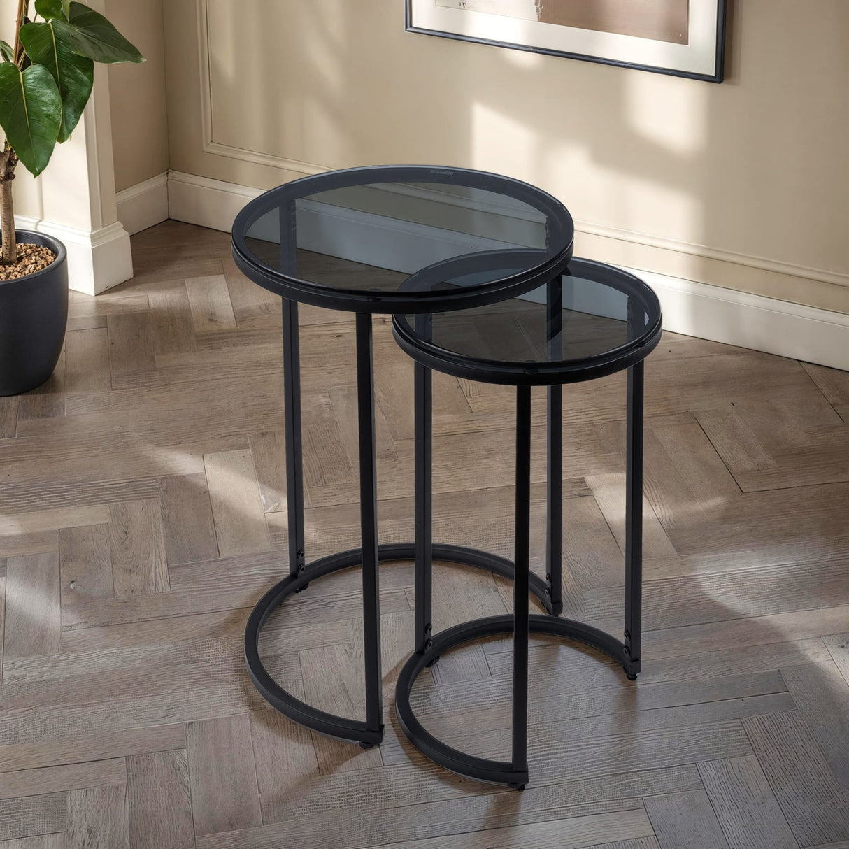Smoked Glass Nest Of 2 Tables - Chicago
