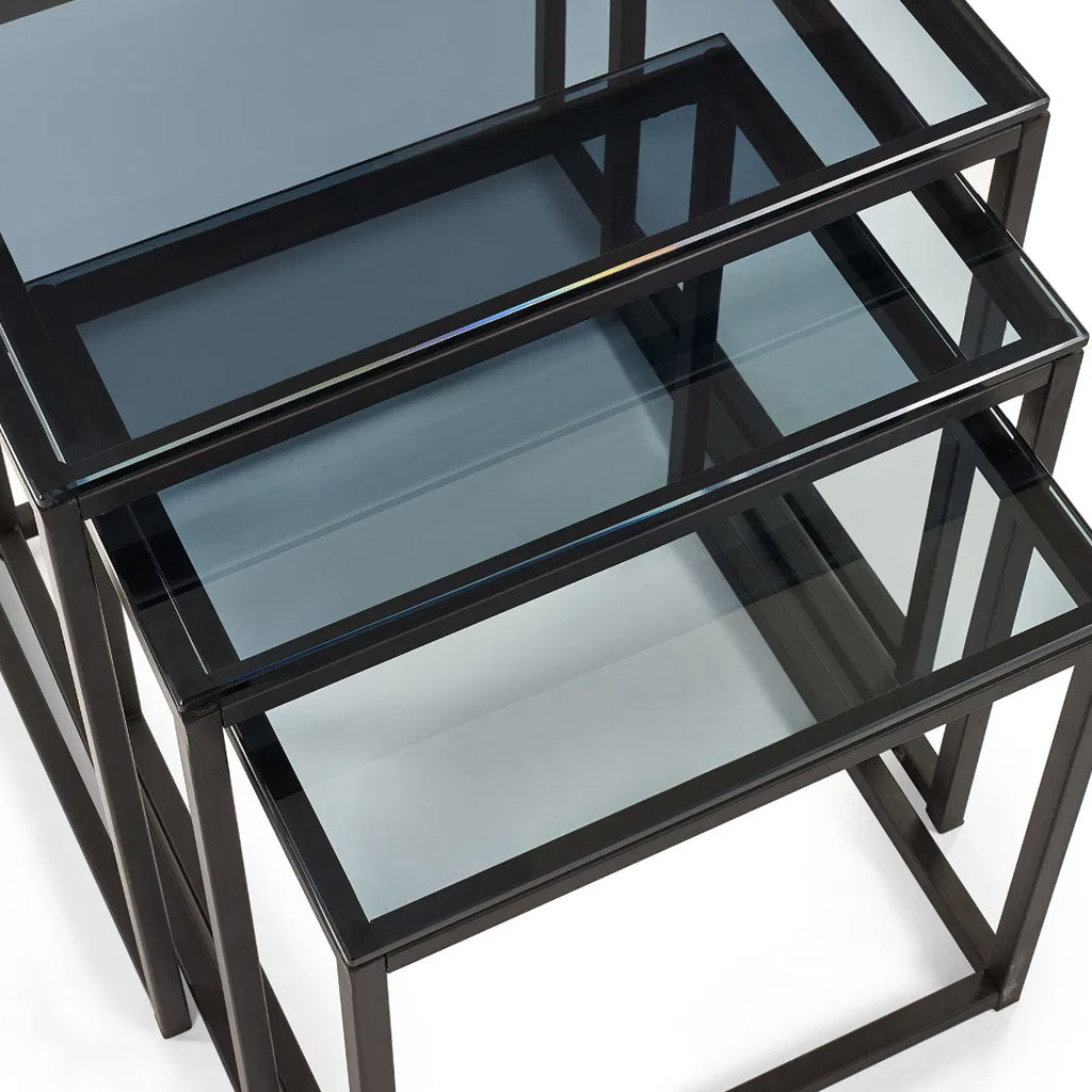 Smoked Glass Nest Of 3 Tables - Chicago