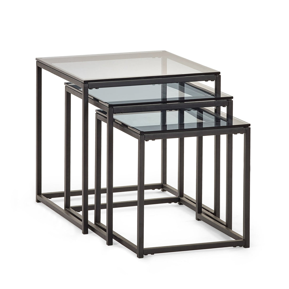 Smoked Glass Nest Of 3 Tables - Chicago