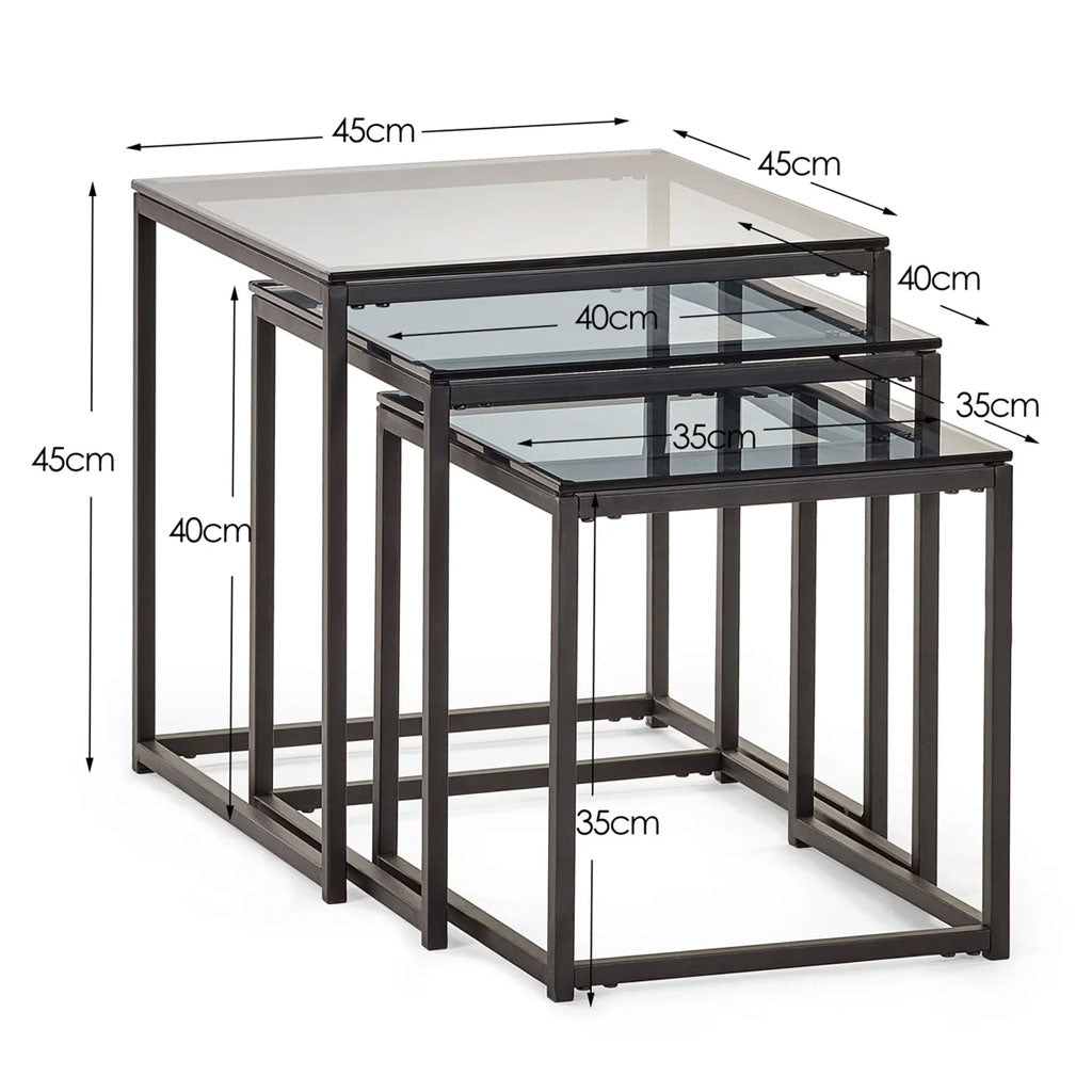 Smoked Glass Nest Of 3 Tables - Chicago