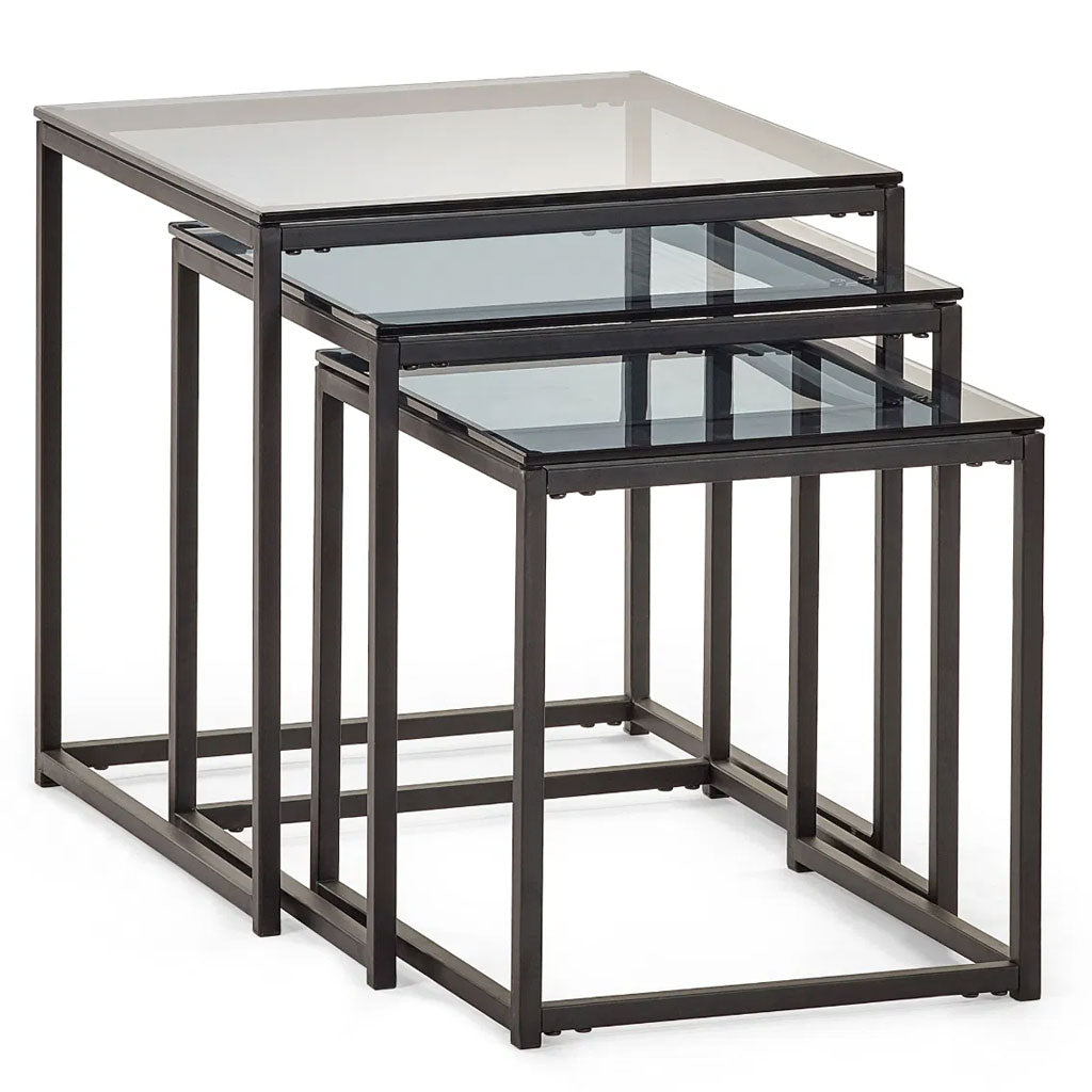 Smoked Glass Nest Of 3 Tables - Chicago