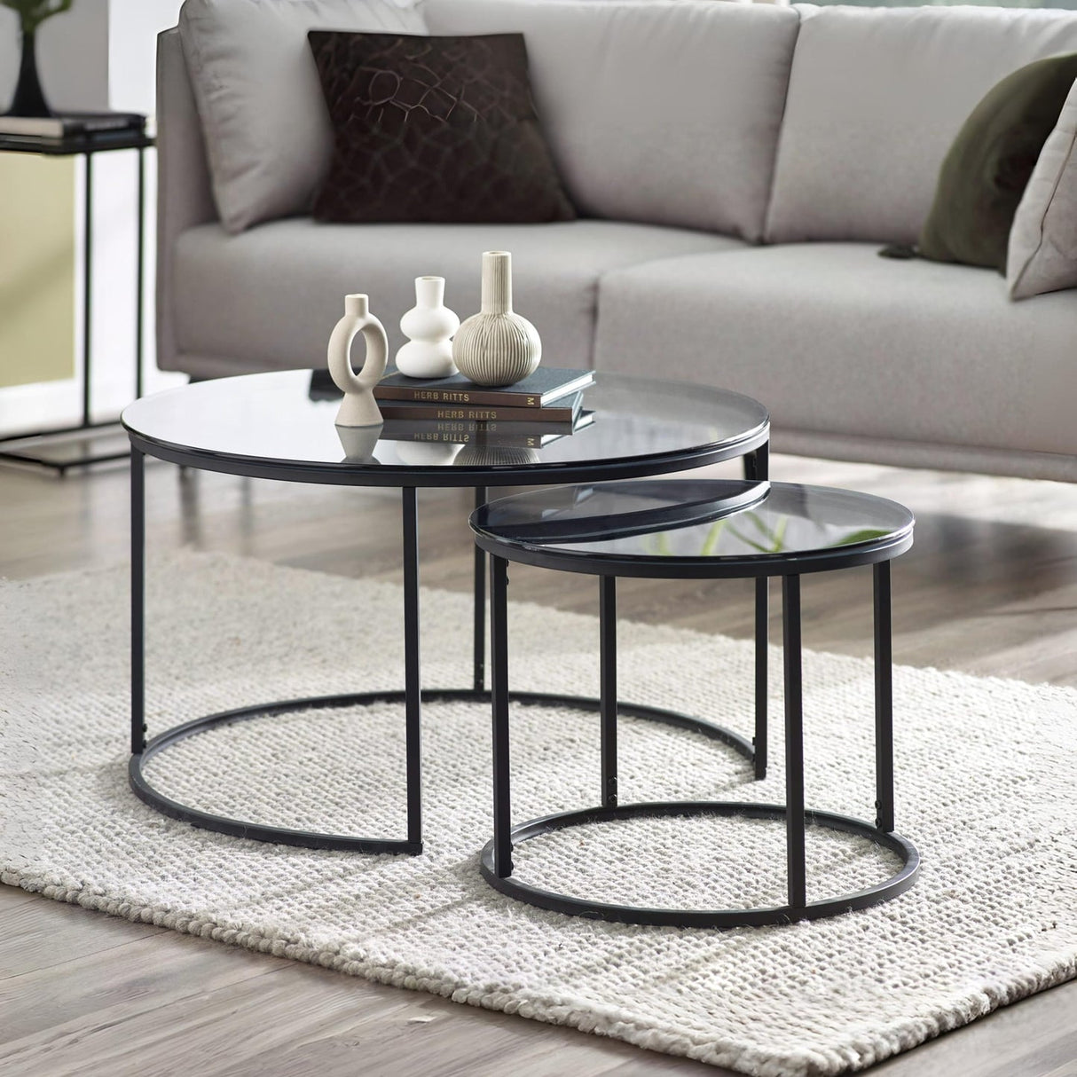 Smoked Glass Nesting Coffee Tables - Chicago